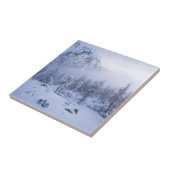 Carreau Pays merveilleux d'hiver, brouillard, forêt d'épin (Côté)