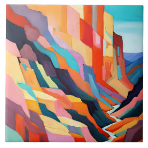 Carreau Paysage Abstrait Coloré de Canyon du Sud-Ouest