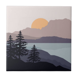 Carreau Paysage coloré du lac de montagne