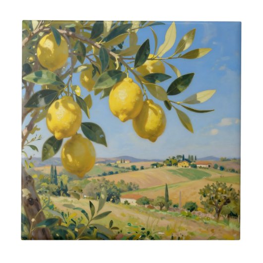 Carreau Paysage d'arbre à citrons de Toscane (Devant)