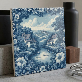 Carreau Paysage de canal d'eau de ferme française de campa