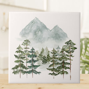 Carreau Paysage de montagne à l'aquarelle