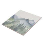 Carreau Paysage de montagne aquarelle Pins verts (Côté)