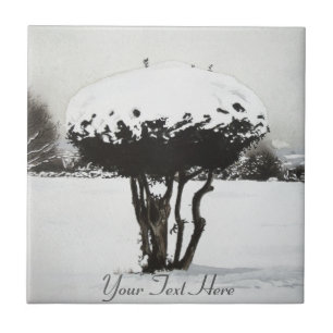 Carreau paysage de Noël neige scène art original