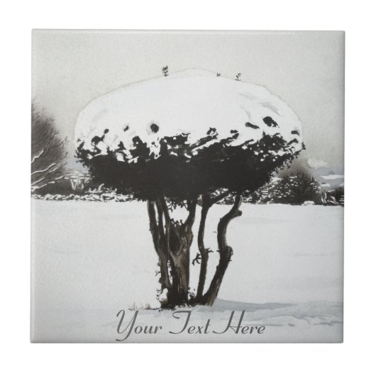 Carreau paysage de Noël neige scène art original (Devant)