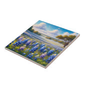 Carreau Paysage de prairie de bleuets du Texas (Côté)