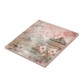 Carreau Paysage de sérénité aux fleurs de cerisier rose (4 (Côté)