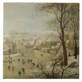 Carreau Paysage d'hiver avec le piège d'oiseau (huile sur (Devant)