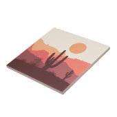 Carreau Paysage du désert mexicain bordeaux et orange (Côté)