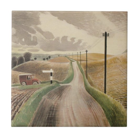 Carreau Paysage du Wiltshire (par Eric Ravilious) (Devant)