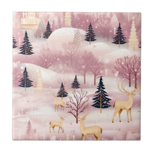 Carreau Paysage hivernal rose fantaisiste (1)