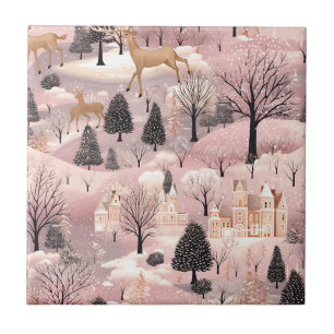 Carreau Paysage hivernal rose fantaisiste (4)