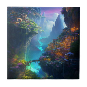 Carreau Paysage Imaginaire coloré Surréaliste