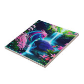 Carreau Paysage magique Cascade et fleurs deux (Côté)