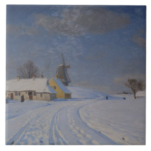 Carreau Paysage neigeux en hiver (par H.A. Brendekilde)