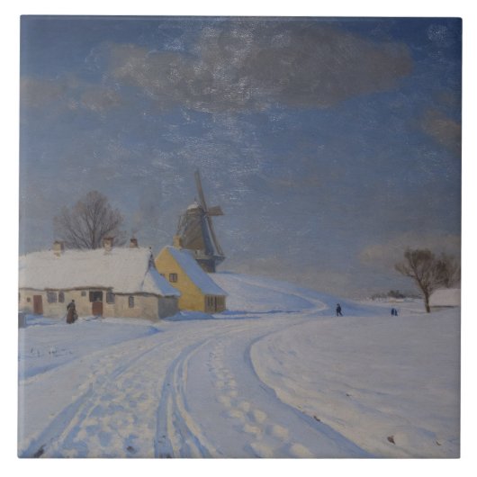 Carreau Paysage neigeux en hiver (par H.A. Brendekilde) (Devant)