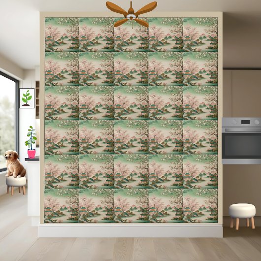 Carreau Paysage Pittoresque inspiré par l'Asie Jardin Chin