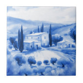 Carreau Paysage toscan Aquarelle Delft Style Bleu Carrelag (Devant)