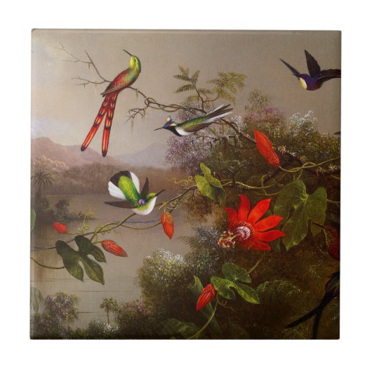 Carreau Paysage tropical avec dix colibris (Devant)