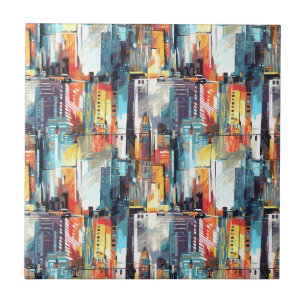 Carreau Paysage urbain cyberpunk abstrait (2)