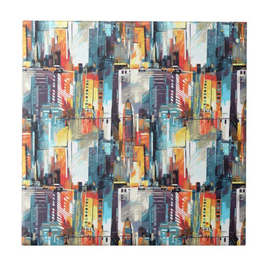 Carreau Paysage urbain cyberpunk abstrait (2) (Devant)