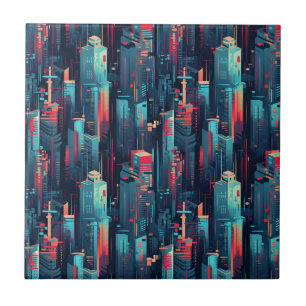 Carreau Paysage urbain cyberpunk abstrait (5)