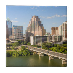 Carreau Paysage urbain de Downtown sur le lac Lady Bird