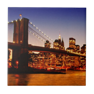 Carreau Paysage urbain de New York avec le pont au-dessus