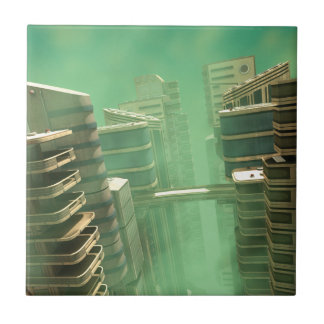Carreau Paysage urbain mégalopole rétro-futuriste