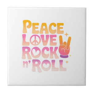 Carreau Peace Love Rock n Roll - Typographie inspirée par