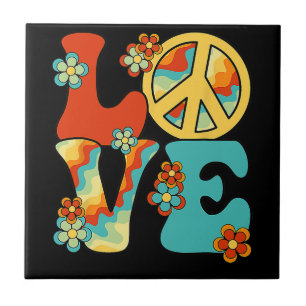 Carreau PEACE SIGN LOVE 60s 70s Tie Dye Hippie Halloween C