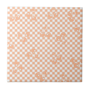 Carreau Peach Fuzz Cherry En vichy Motif