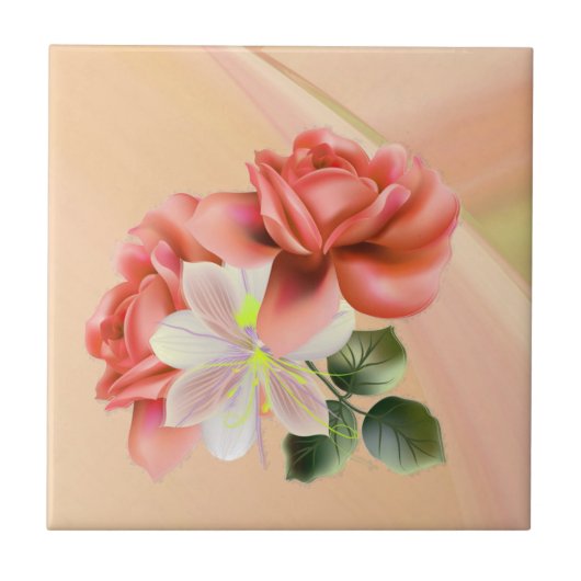 Carreau Peach Peonies (Devant)