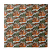 Carreau Peach Rosebuds Floral Art Tile (Devant)