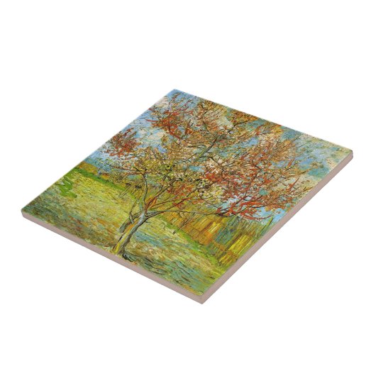Carreau Peach Tree rose en fleurs par Vincent van Gogh (Côté)