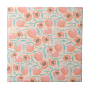 Carreau Peachs Blooms Boho Motif Peach