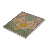 Carreau Peachy Floral Majolica Faux Relief c1900 Repro (Côté)