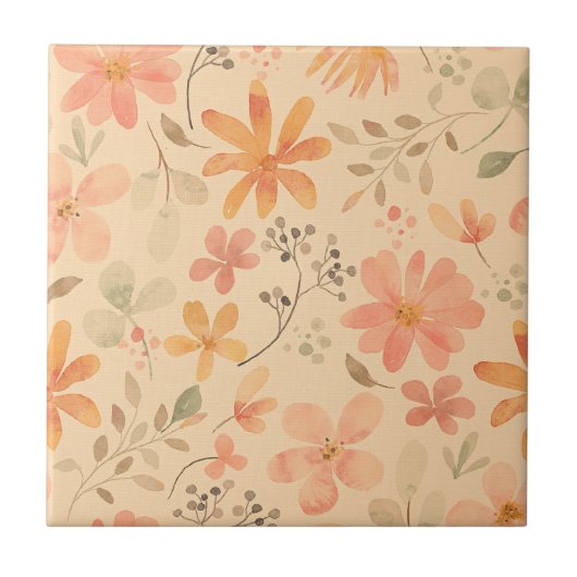 Carreau Peachy—motif floral rose doré (Devant)