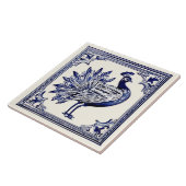 Carreau Peacock Bleu et Blanc Folk Art animal (Côté)