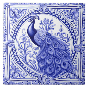 Carreau Peacock bleu et blanc portugais européen