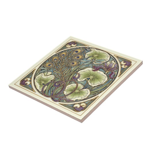 Carreau Peacock Feather Art Nouveau Pat#7 ID1193 (Côté)