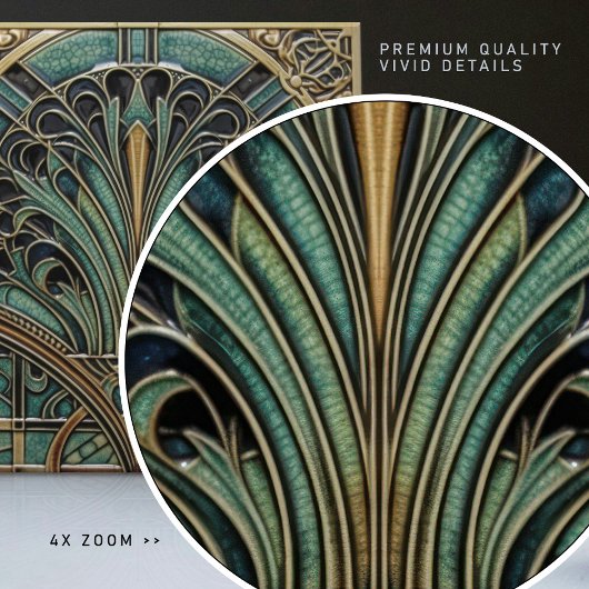 Carreau Peacock Feather Symbolisme Belle Epoque Art Déco