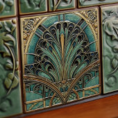 Carreau Peacock Feather Symbolisme Belle Epoque Art Déco
