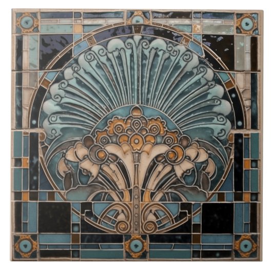 Carreau Peacock Feather Symbolisme Belle Epoque Art Déco (Devant)