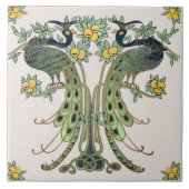 Carreau Peacock & Fruit Design par Mabel C. Dibble Art Déc (Devant)