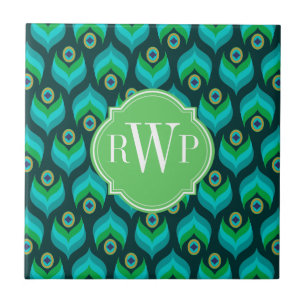 Carreau Peacock Motif Monogramme personnalisé