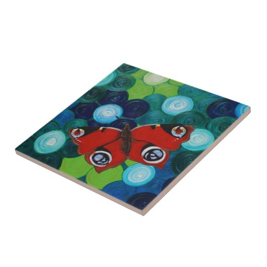 Carreau Peacock Papillon peint (Côté)