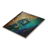 Carreau Peacock plumes feuille or éclaboussure mur marbré (Côté)