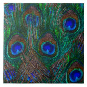 Carreau Peacock Vibrant Plumes Etching Style Décor (Devant)