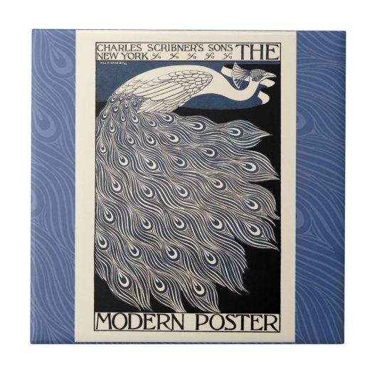 Carreau Peacock Vintage Bleu Art Nouveau (Devant)